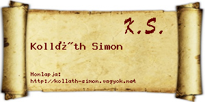 Kolláth Simon névjegykártya